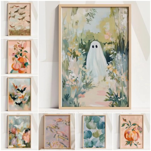 Stampa murale floreale autunnale «Ghost in Garden» — poster botanico, arredo casa ispirato alla natura dai toni caldi