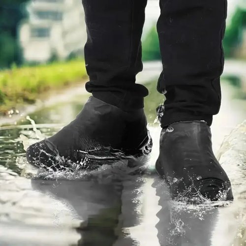 Bao trùm giày cao su latex màu đen chống nước - nửa đôi (1/2 đôi), chống trượt, chịu mài mòn, phù hợp leo núi và đi bộ đường dài