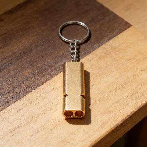 Chaveiro/apito de emergência dourado – 120 dB, corrente resistente, compacto para atividades ao ar livre