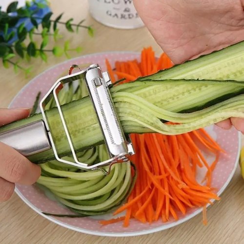 Descascador Julienne em Aço Inoxidável e Fatiador de Legumes — Batata, Pepino, Cenoura
