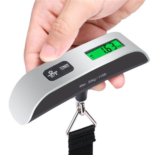 Przenośna waga do bagażu elektroniczna 50kg/110lb z wyświetlaczem LCD — waga do walizek
