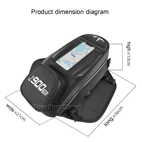 Bolsa de depósito para moto impermeável, grande capacidade com bolso para navegação/GPS – Compatível com Kawasaki Z900RS/SE/Cafe ABS