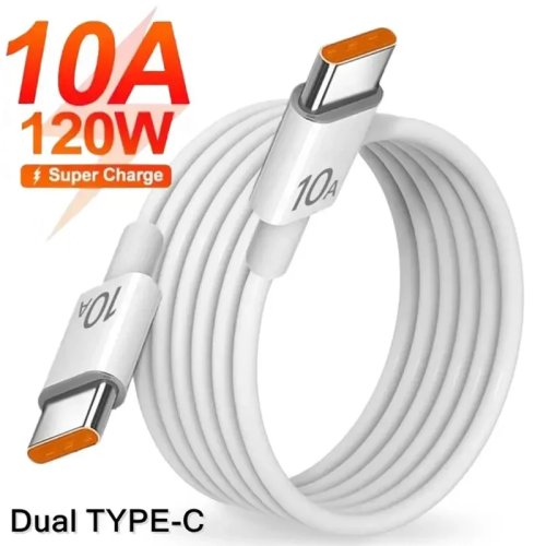 Cabo USB-C para USB-C 120W 10A — carregamento rápido e transferência de dados, compatível com iPhone 15 / Samsung / Huawei — 0,25 / 1 / 2 / 3 m