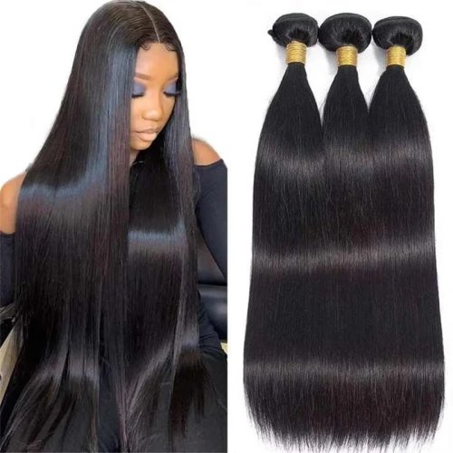Remy Braziliaans menselijk haar - zijdezachte, steile extensions, bundel 1/3/4 st., naturel zwart, 35–76 cm
