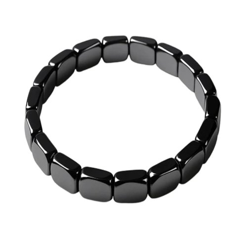Pulsera de hematita para hombre — cuentas elásticas de piedra natural, pulsera de sanación/energía, regalo