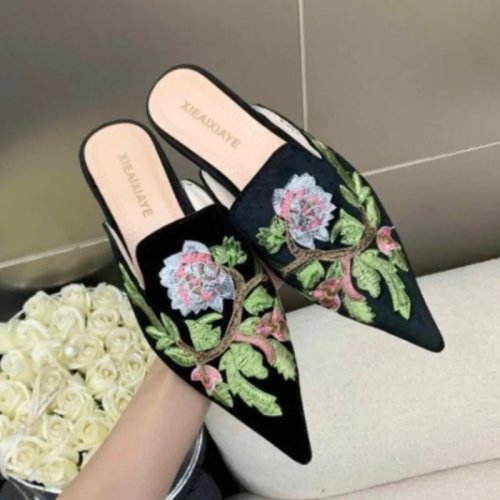 Mules planos mujer 2026 — punta cerrada y puntiaguda, estilo retro elegante, cómodos para trabajar