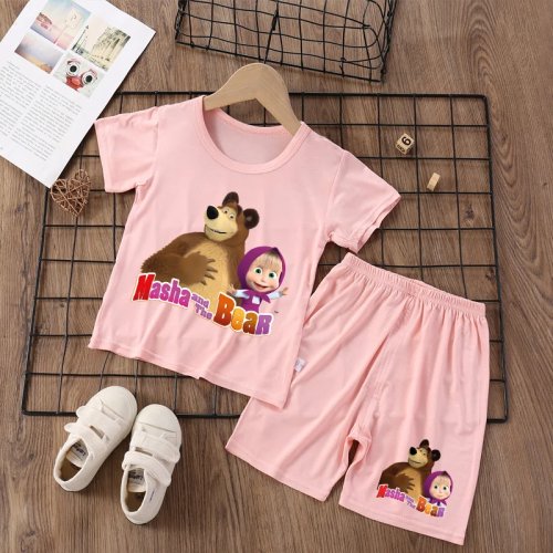 Set de pijama para niños 2 pzas 'Masha y el Oso' – playera y shorts de modal suave, pijama de verano, ropa para dormir, regalo