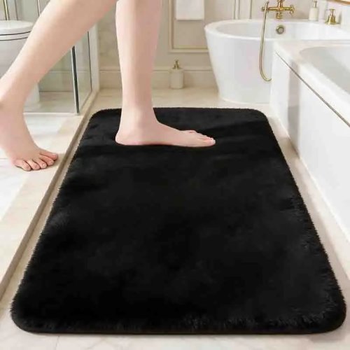Tapis de bain en velours corail absorbant, séchage rapide, antidérapant — uni