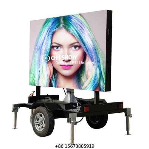 Solar mobile LED advertising trailer — outdoor video wall display / billboard signage
