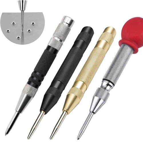 Automatic Center Punch — Spring‑loaded metal/wood marker for woodworking & carpentry
