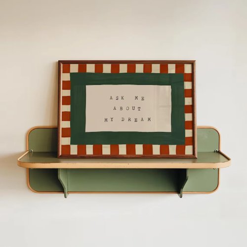Pôster retro xadrez estilo mid-century para quarto – 'Ask Me About My Dream'