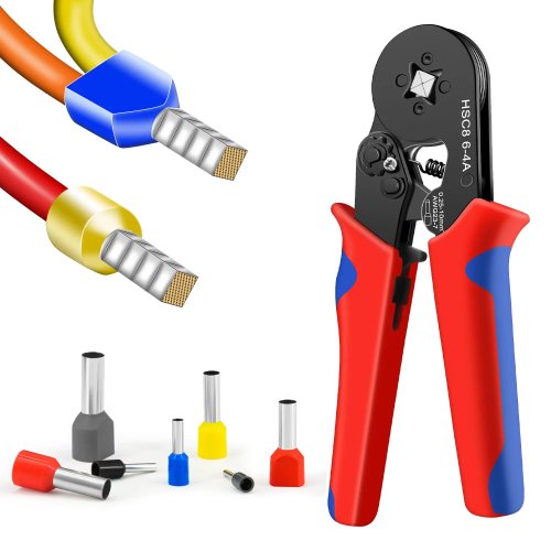 Pince à sertir HSC8 pour embouts isolés (manchons/ferrules) 0,25–10 mm² (23–7 AWG) – outil pour électricien