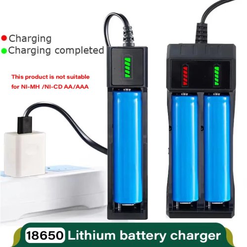 Carregador USB para baterias 18650 — 1/2/4 compartimentos para pilhas recarregáveis de lítio 3,7V (compatível com 16340, 14500)