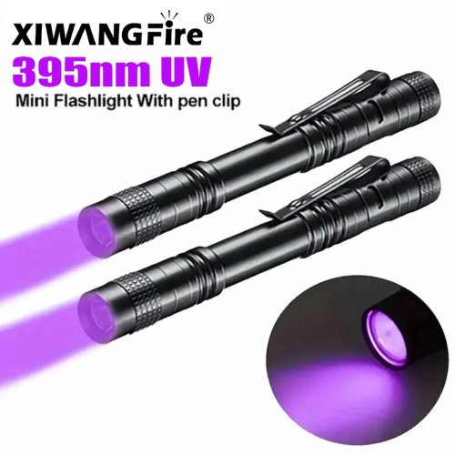 395nm UV Flashlight – Portable Ultraviolet Blacklight Torch with Pen Clip, AAA Battery UV Lamp for Pet Urine & Scorpion Detection