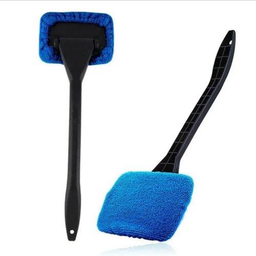 Kit nettoyage pare-brise et vitres voiture - raclette et brosse manche long