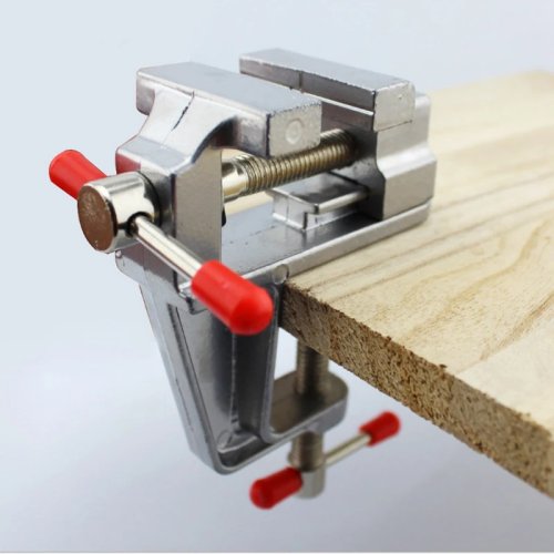Mini morsa de bancada 3,5'' em alumínio - fixação na mesa para joalheria e hobby