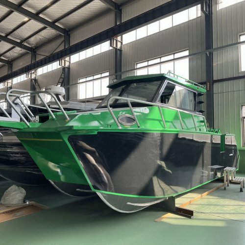 Catamaran sportif en aluminium 7,9 m (26 ft) avec cabine – yacht de luxe pour voile, pêche et loisirs, moteur hors-bord