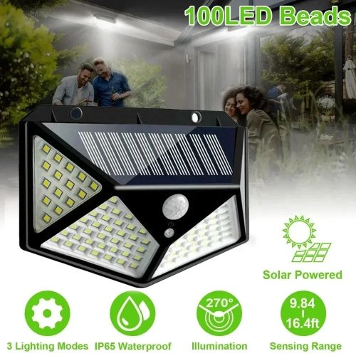 Solarny reflektor LED z czujnikiem ruchu — wodoodporna lampa ogrodowa zasilana energią słoneczną