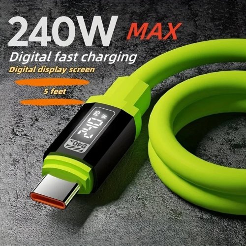 كابل USB‑C إلى USB‑C 240 واط PD — شحن سريع ونقل بيانات، متوافق مع Samsung وXiaomi وHuawei وiPhone (USB‑C)