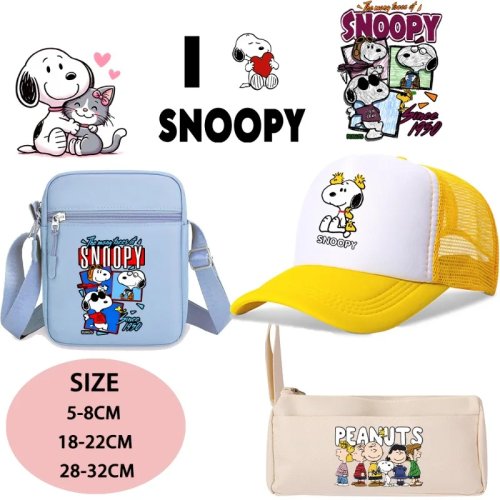 Urocze naszywki termiczne Snoopy — do przyprasowania, zmywalne, transfer termiczny, naklejki postaci z kreskówki