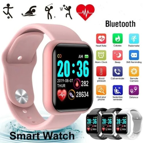 Smartwatch deportivo Y68/D20 – Pulsera fitness unisex, control de música, podómetro, monitor de sueño, alarma
