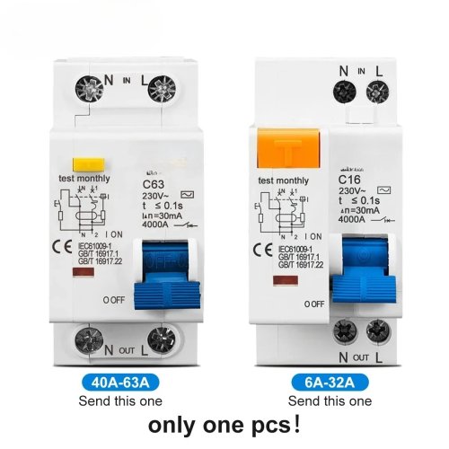RCBO 1P+N 230V - 누전 및 과전류·단락 보호 겸용 차단기