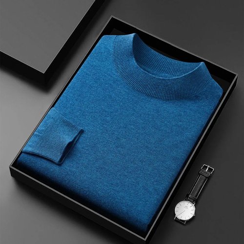 2026 New Autumn/Winter Men's Wool Half‑Turtleneck Sweater — Long Sleeve