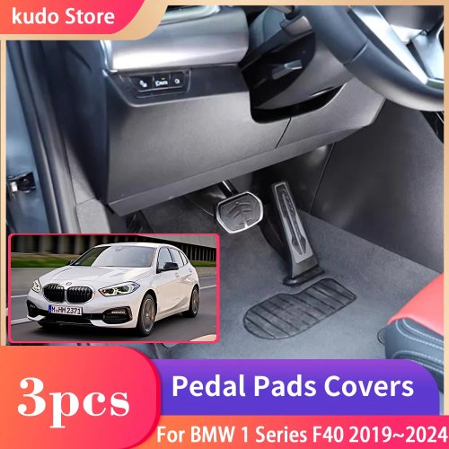Conjunto de capas para pedais em liga para BMW Série 1 F40 (2019–2024) – acelerador, travão e apoio do pé, sem perfuração