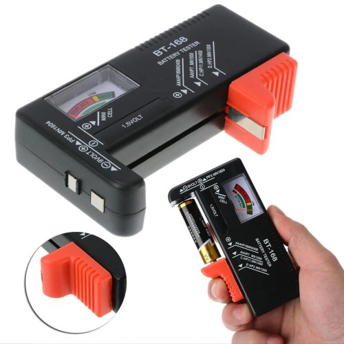 Testador de pilhas universal BT-168 para AA/AAA/C/D/9V e pilhas botão 1,5 V – indicador de tensão colorido