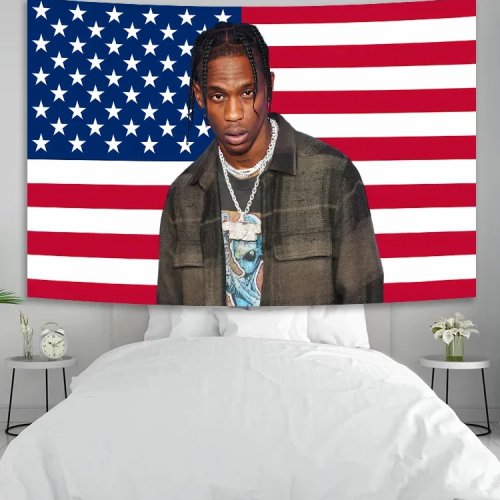Tapiz de pared Playboi Carti 'Die Lit' blanco y negro — tapiz colgante estilo rap/hippie, decoración estética; también sirve como tapete de yoga