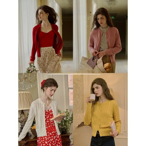 Cardigan in maglia donna retrò a righe – maniche lunghe, scollo rotondo, autunno/inverno
