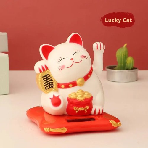 Solar-winkende Glückskatze (Maneki Neko) – Solar-Dekoration für Haus & Büro, 1–10 Stück