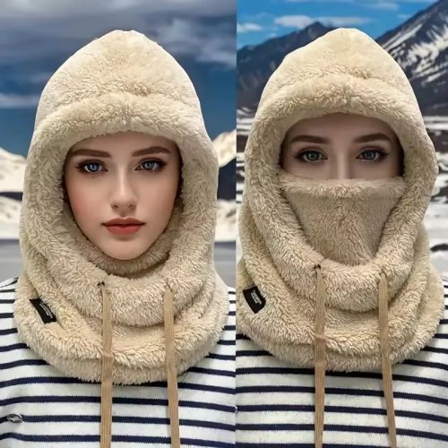 Thermal Windproof Fleece Balaclava — Full-Face Ski & Motorcycle Mask with Adjustable Neck Cover for Cycling, Winter