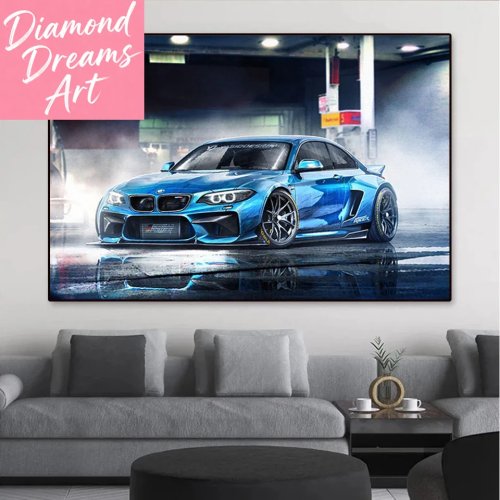 5D Diamond Painting Kit – BMW M3 Sports Car, Full-Drill Rhinestone Embroidery DIY Craft