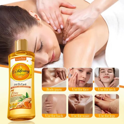 SADOER Óleo de massagem de cúrcuma – Clareador e hidratante corporal