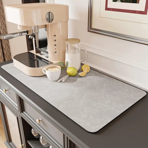 Tapete para máquina de café com base em borracha, absorvente de água – tapete de secagem/escorredor para bancada de cozinha