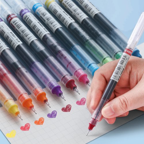 Lot de 10 Stylos Gel Colorés 0,5 mm pointe aiguille, encre grand volume séchage rapide — Pointe fine pour carnet, dessin et DIY (10 coloris)