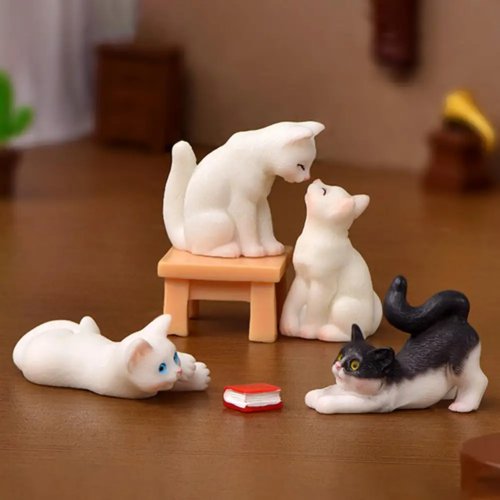 Enfeite Kawaii Mini Gato — Estatueta de Gatinho para Jardim, Miniatura Decorativa, Presente para Crianças