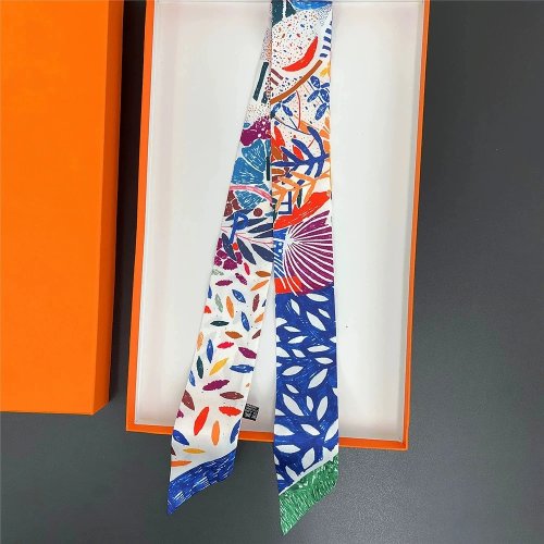 Pañuelo estrecho de seda twill para mujer — lujoso y colorido, para cuello, bolso o como lazo para el pelo