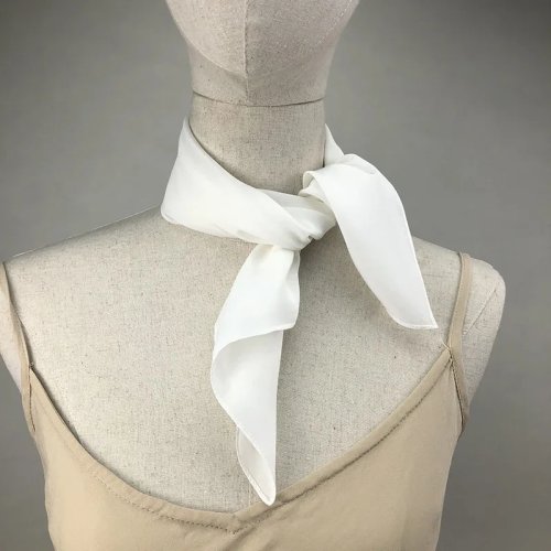 Foulard carré en soie femme blanc uni – châle/écharpe de cou, bandana/serre‑tête à peindre (DIY)
