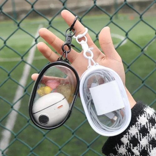 Bolsa transparente em PVC com argola de porta-chaves — porta-display à prova de água para figuras, blind boxes e carregadores