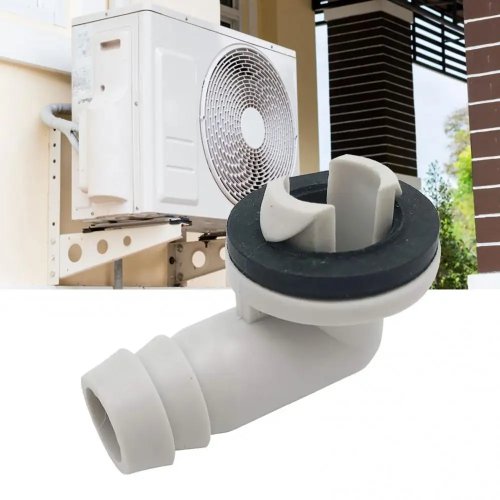 Air conditioner drain hose elbow connector with rubber seal — plastic AC condensate pipe fitting