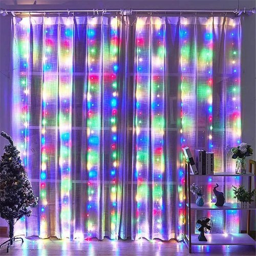 Cortina de luzes LED USB impermeável, luzes de fada para jardim, casamento, festa, Natal