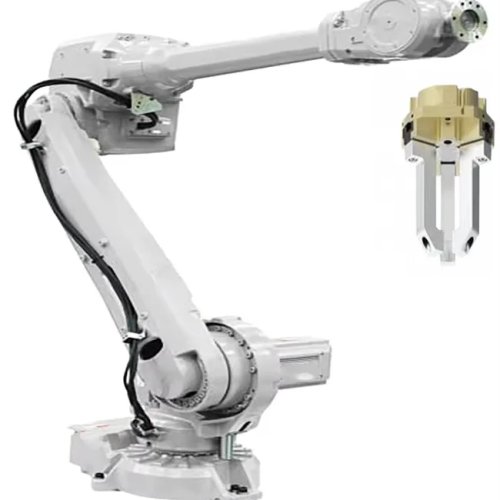 Braço robot articulado 6 eixos com garra/fixture personalizável para manuseamento, empilhamento e paletização