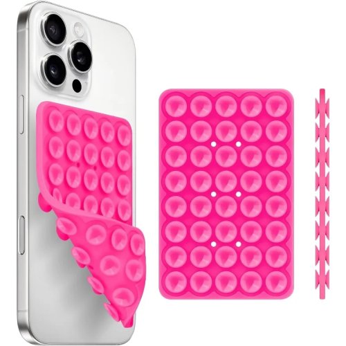 Suporte para telemóvel em silicone com ventosa dupla face — fixação aderente e resistente para selfies e vídeos, mãos livres