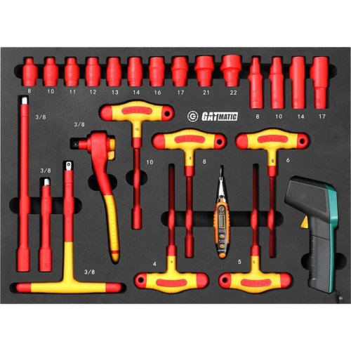 Set di chiavi a bussola regolabili e cacciaviti isolati, 22/25/29 pz, per carrello attrezzi