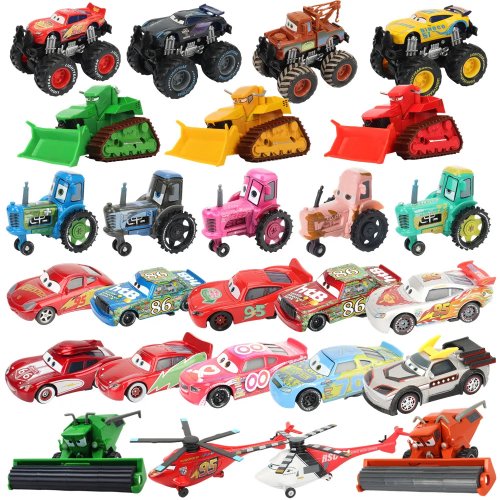 Autito metálico Disney Pixar Cars 1:55 – Rayo McQueen, Mate, bulldozer, cosechadora