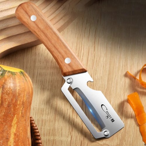 Dao gọt inox cán gỗ — gọt và thái trái cây, rau củ; bền và mượt khi sử dụng