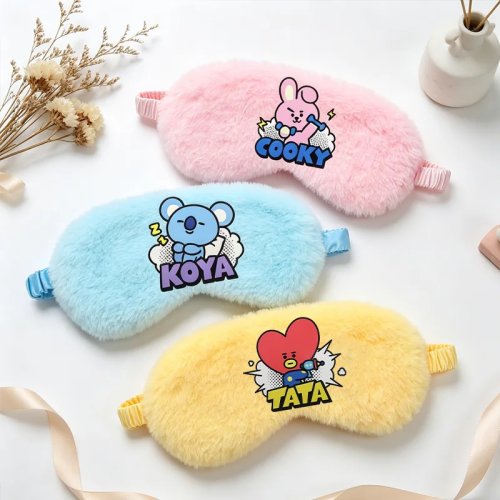 Antifaz BT21 para dormir – Mascarilla suave COOKY/TATA/RJ para viaje y casa, regalo de cumpleaños