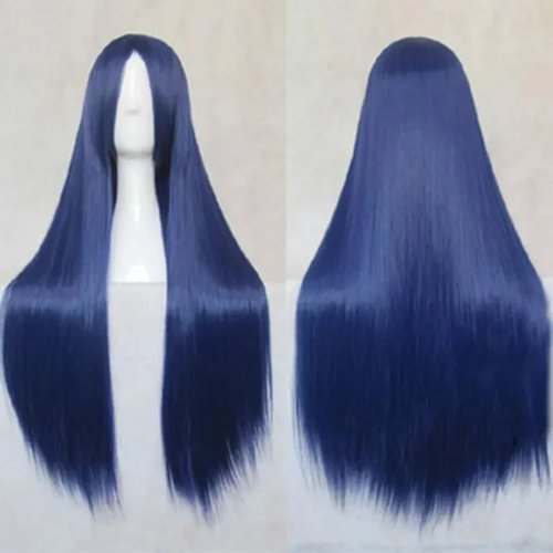 Parrucca donna lunga liscia, capelli folti blu scuro - Cosplay/Festa
